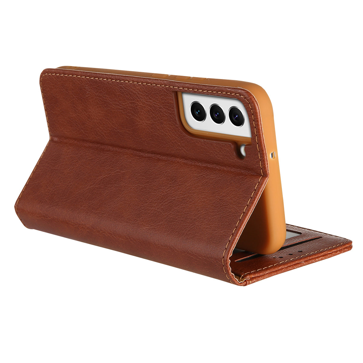 CMAI2 For Samsung Galaxy S24 Case PU Leather+TPU Phone Cover with Card Holder - Brown