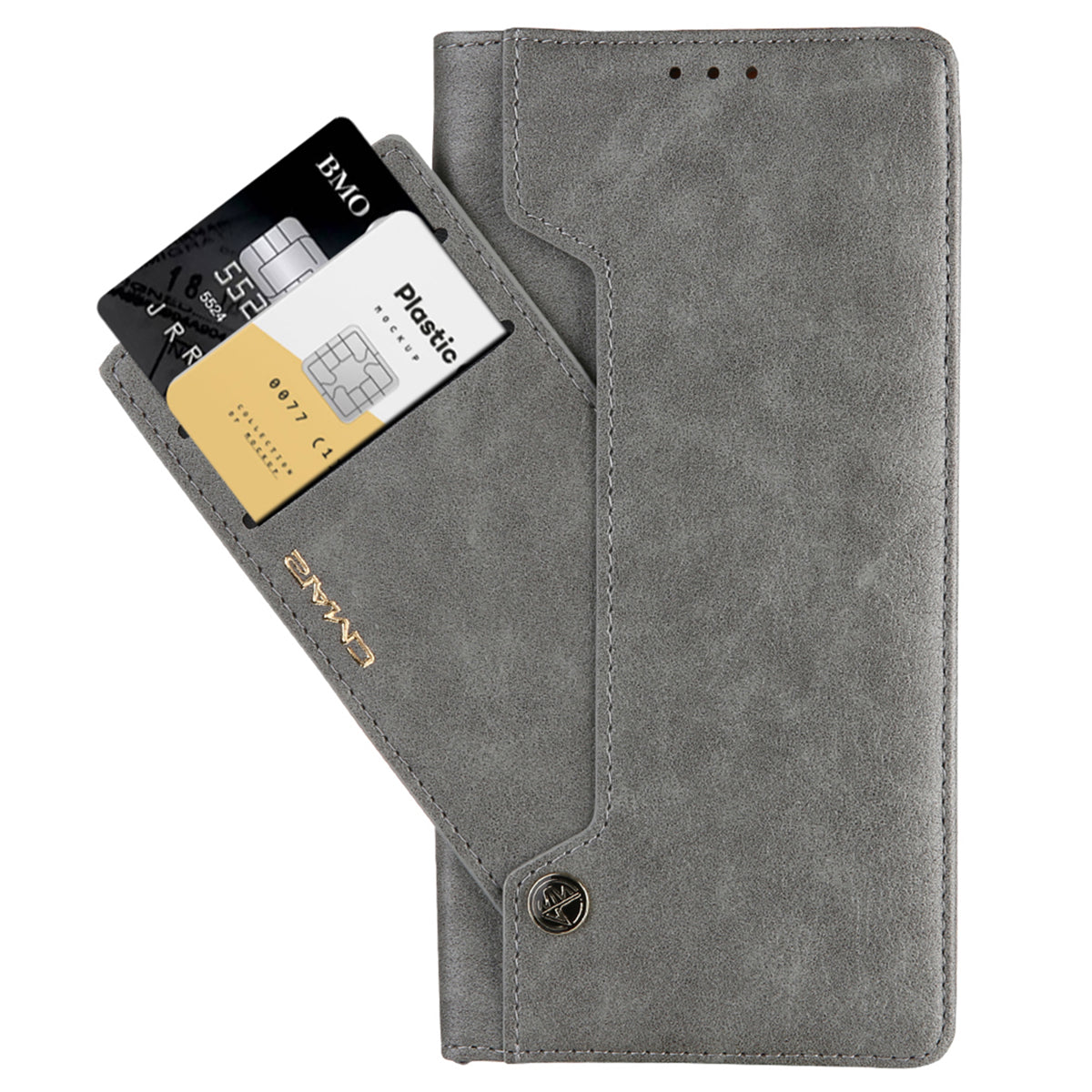 CMAI2 For Samsung Galaxy S24 Case PU Leather+TPU Phone Cover with Card Holder - Grey