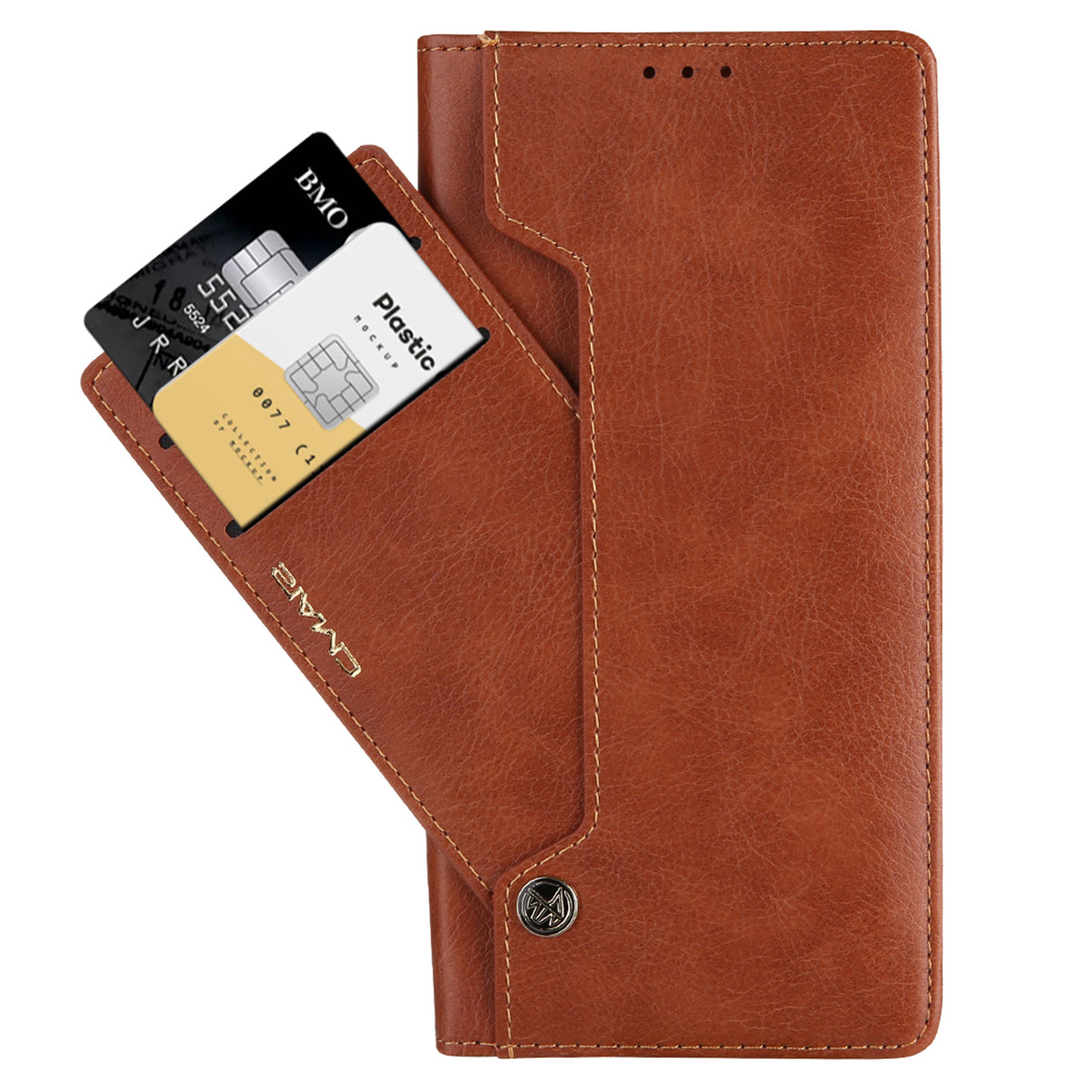 CMAI2 For Samsung Galaxy S24+ Cell Phone Case PU Leather Foldable Stand Cover with Photo Slots - Brown