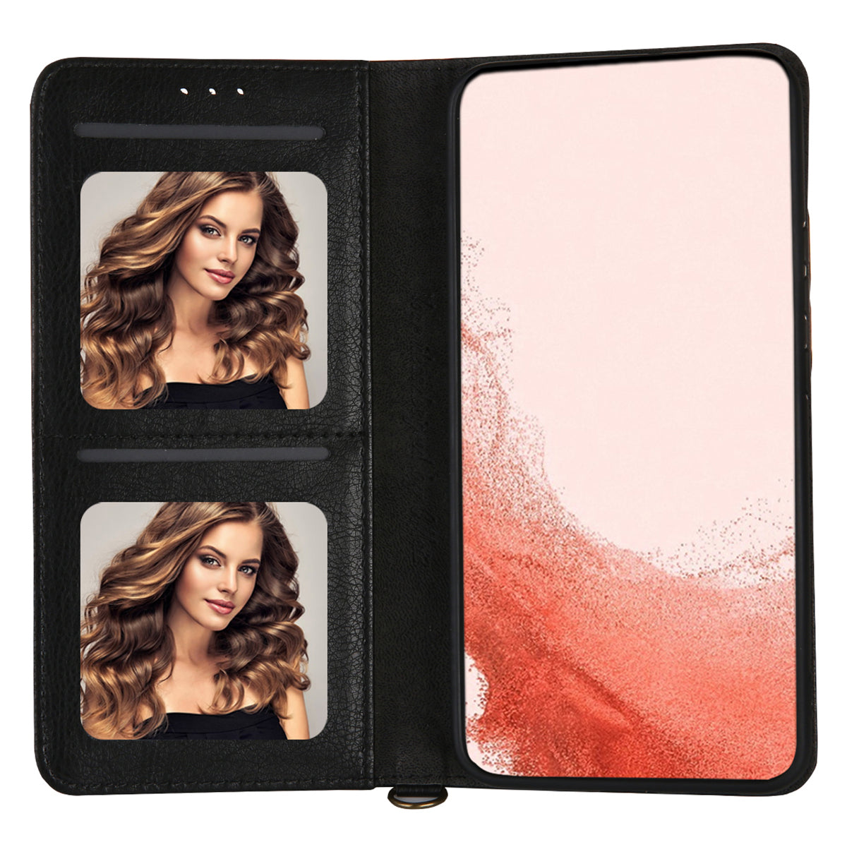 CMAI2 For Samsung Galaxy S24+ Cell Phone Case PU Leather Foldable Stand Cover with Photo Slots - Black