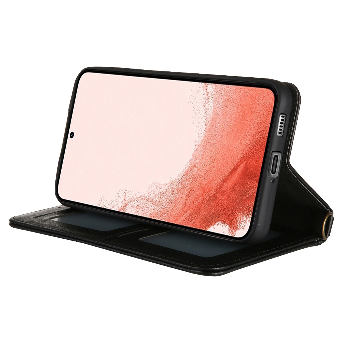 CMAI2 For Samsung Galaxy S24+ Cell Phone Case PU Leather Foldable Stand Cover with Photo Slots - Black
