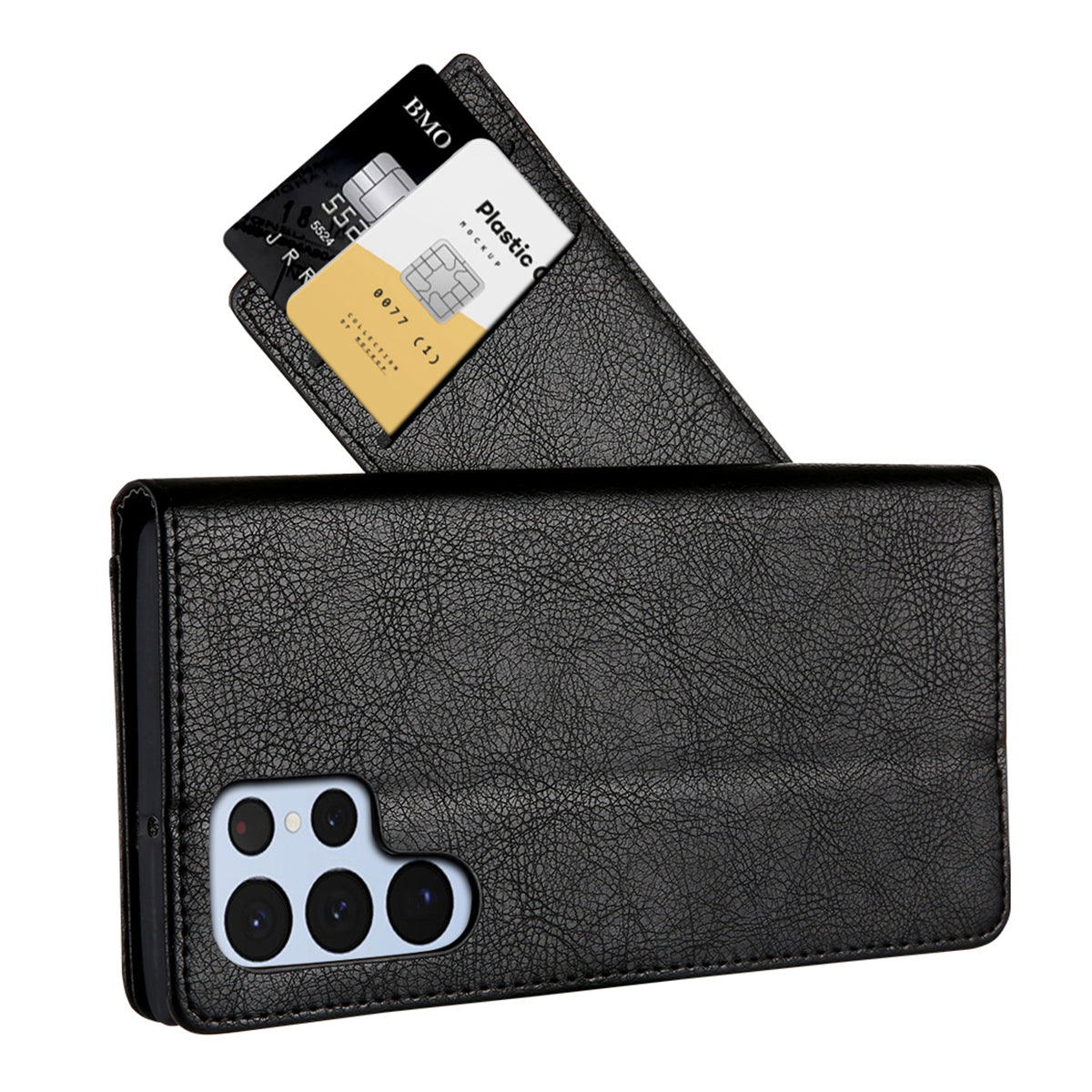 CMAI2 For Samsung Galaxy S24 Ultra Case Anti-drop Leather Stand Wallet Mobile Phone Cover - Black