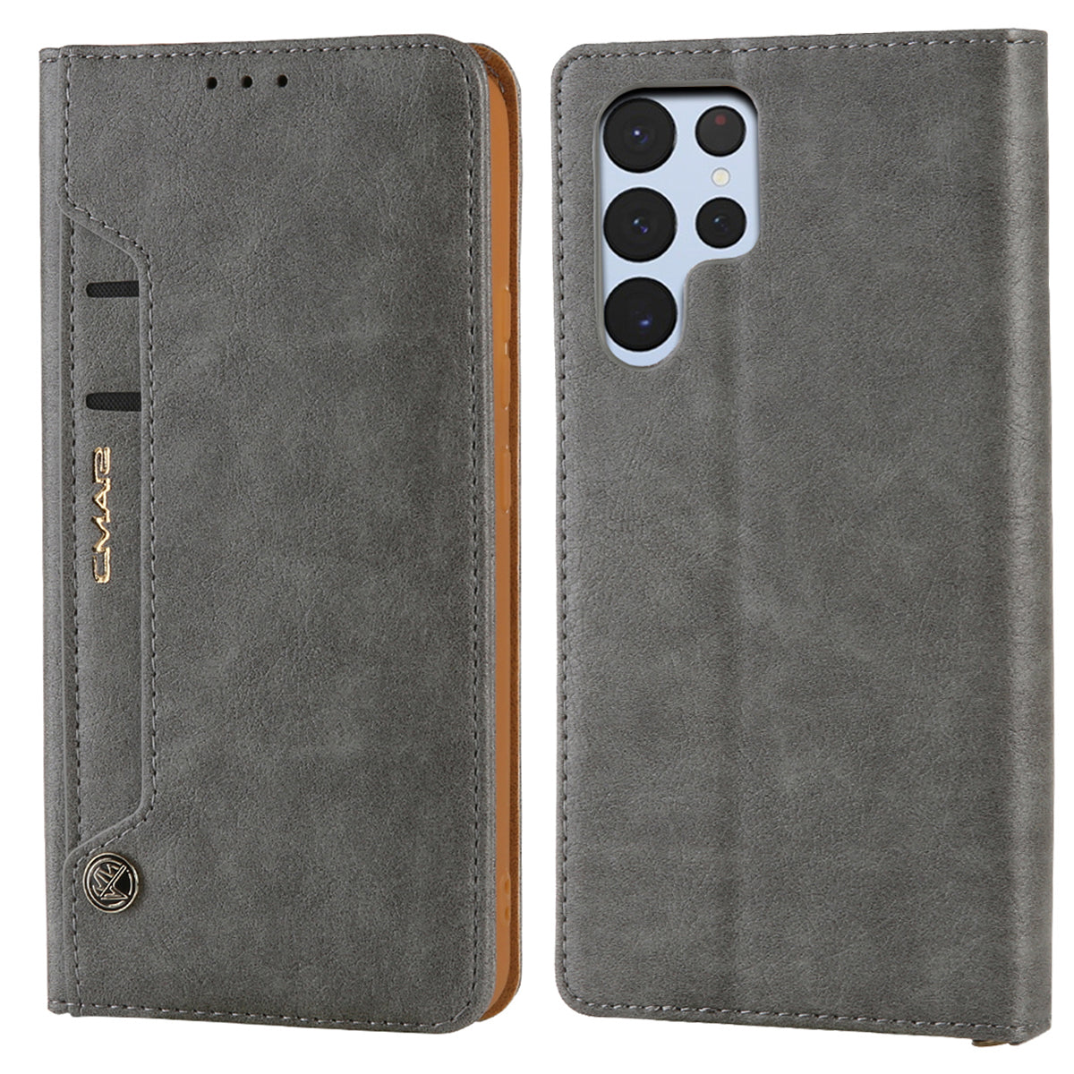 CMAI2 For Samsung Galaxy S24 Ultra Case Anti-drop Leather Stand Wallet Mobile Phone Cover - Grey