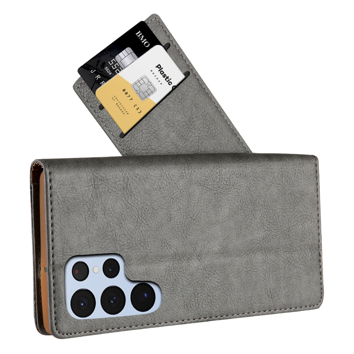 CMAI2 For Samsung Galaxy S24 Ultra Case Anti-drop Leather Stand Wallet Mobile Phone Cover - Grey