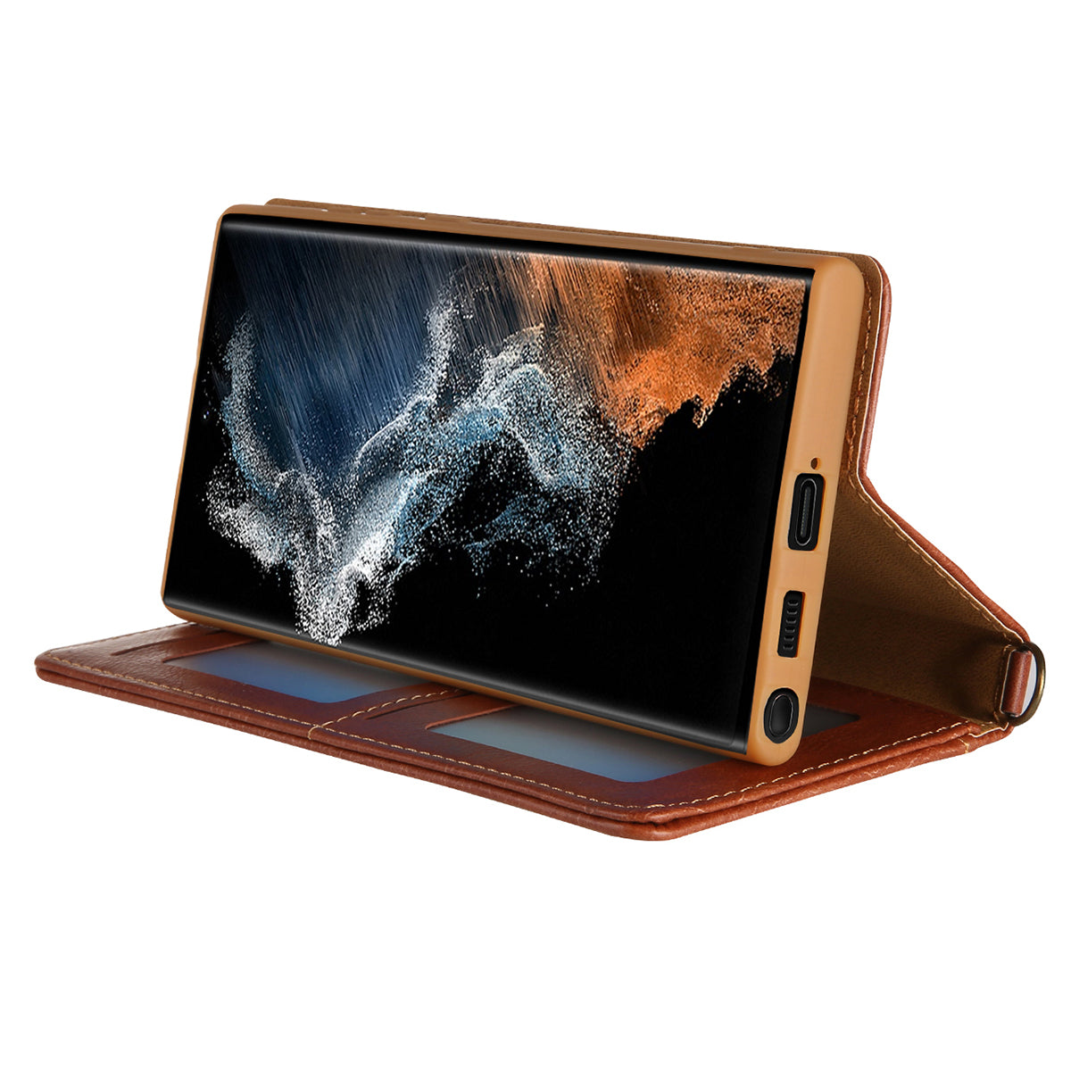CMAI2 For Samsung Galaxy S24 Ultra Case Anti-drop Leather Stand Wallet Mobile Phone Cover - Brown