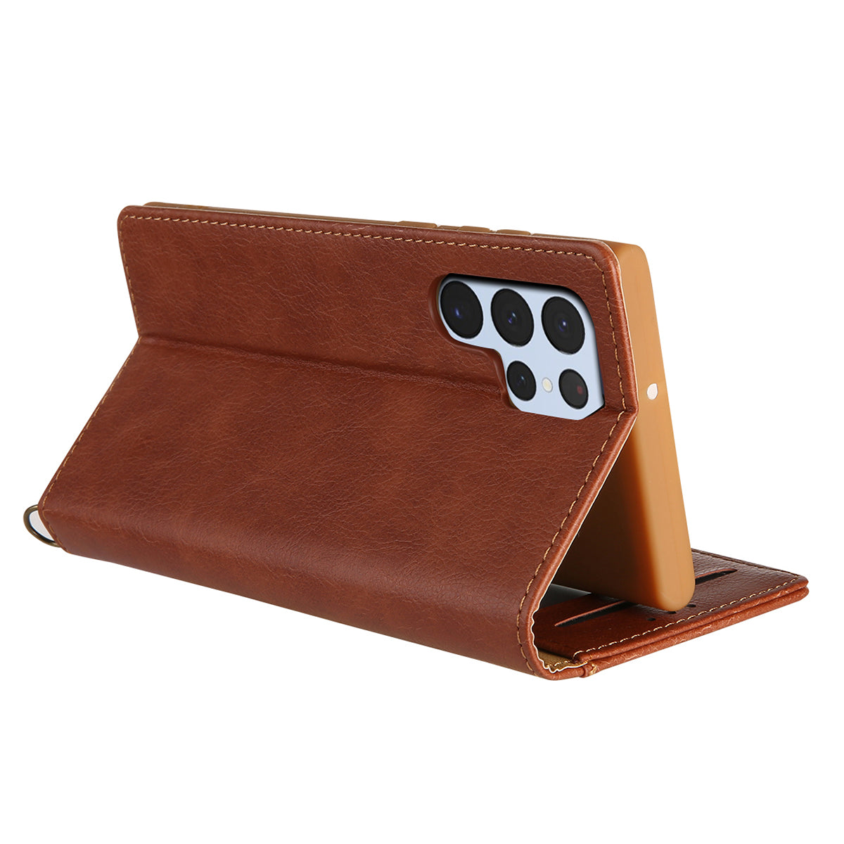 CMAI2 For Samsung Galaxy S24 Ultra Case Anti-drop Leather Stand Wallet Mobile Phone Cover - Brown