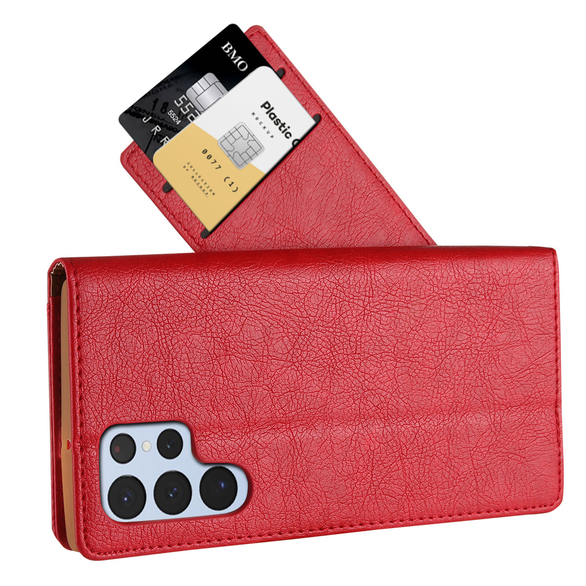 CMAI2 For Samsung Galaxy S24 Ultra Case Anti-drop Leather Stand Wallet Mobile Phone Cover - Red