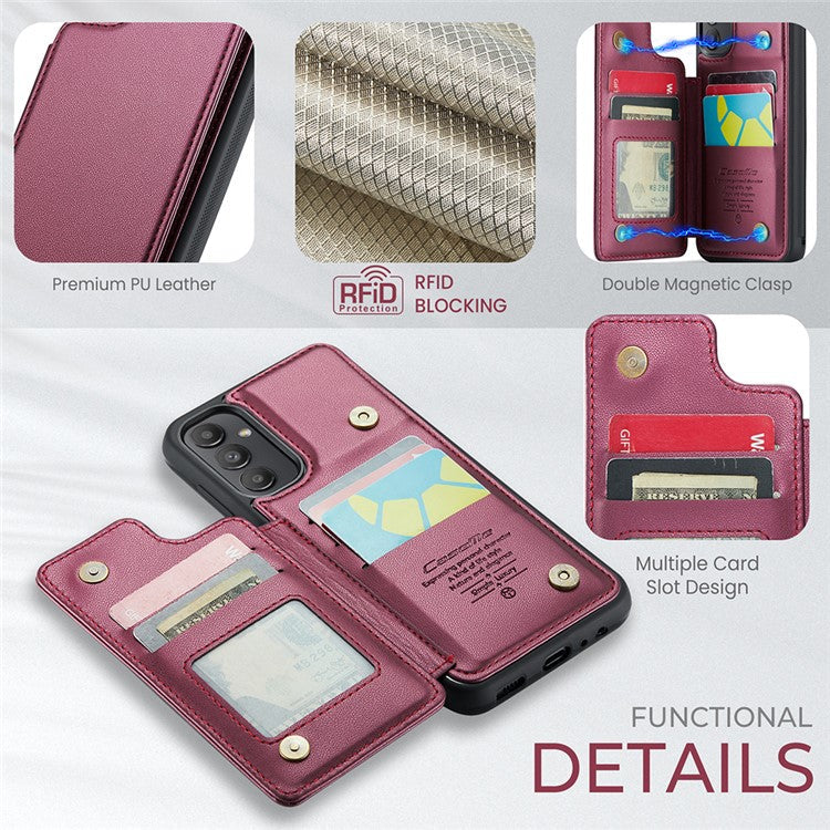 CASEME C22 Series for Samsung Galaxy A13 5G Case Kickstand Phone Cover 5 Card Slots - Red