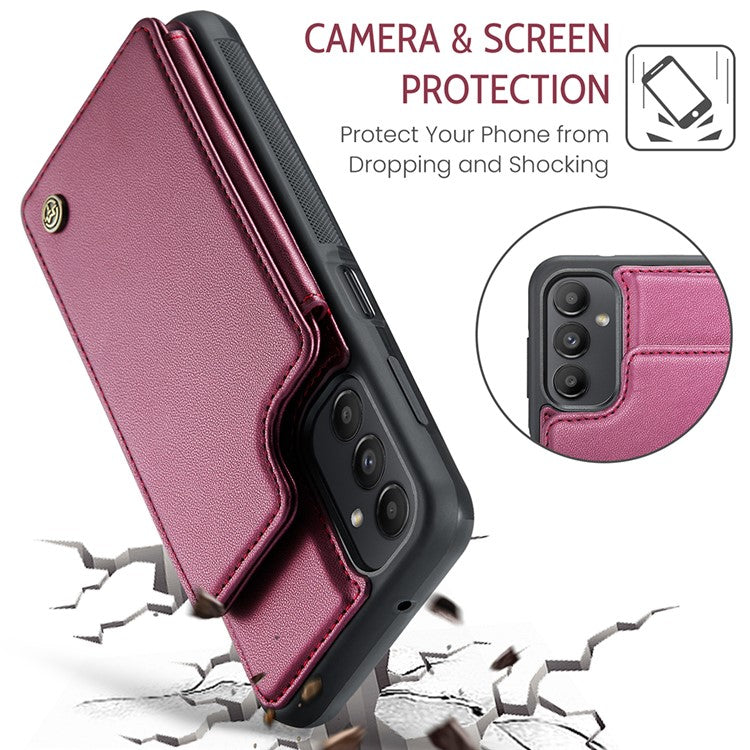 CASEME C22 Series for Samsung Galaxy A13 5G Case Kickstand Phone Cover 5 Card Slots - Red