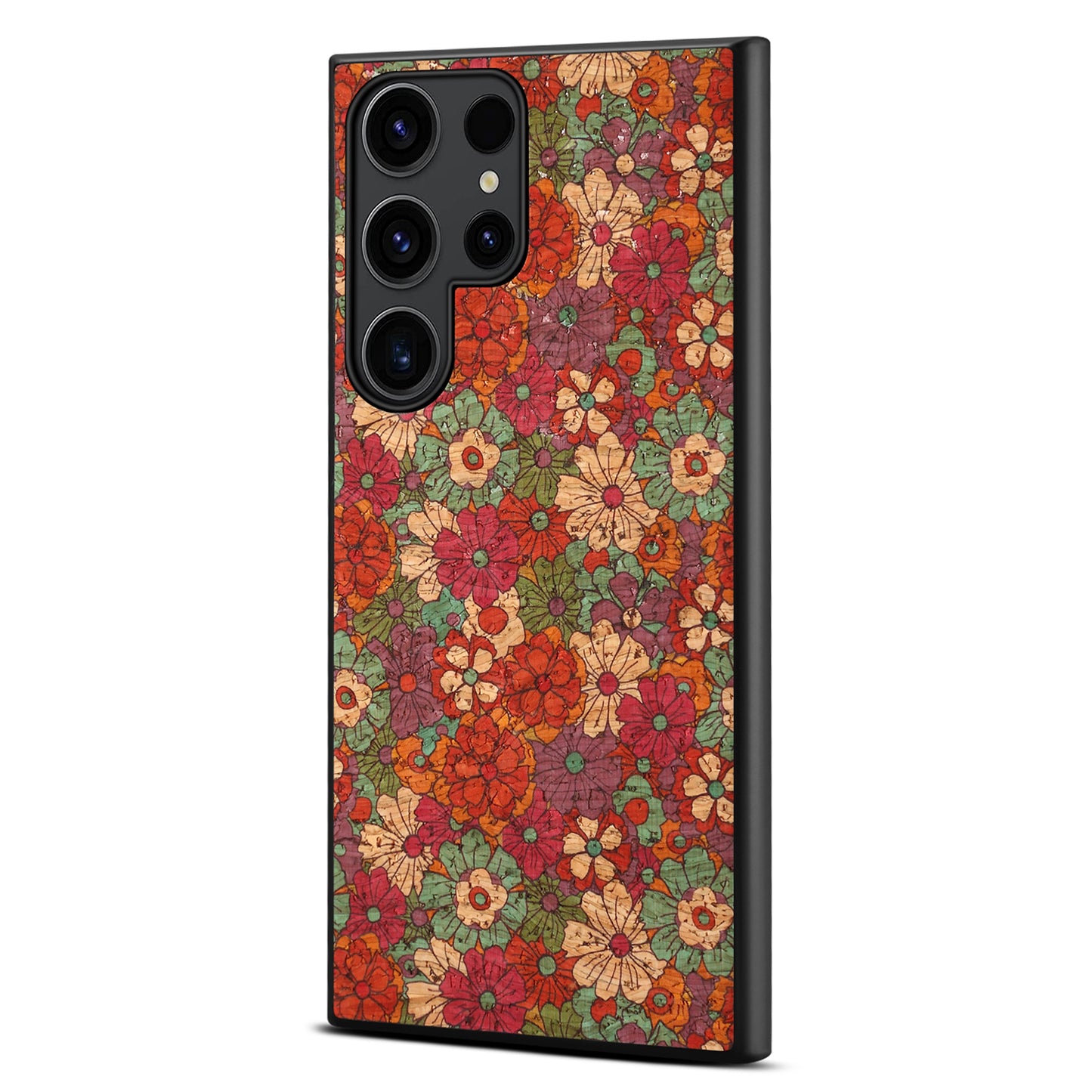 For Samsung Galaxy S24 Ultra Phone Case Floral Series Leather+PC+TPU Cover - Summer / Red