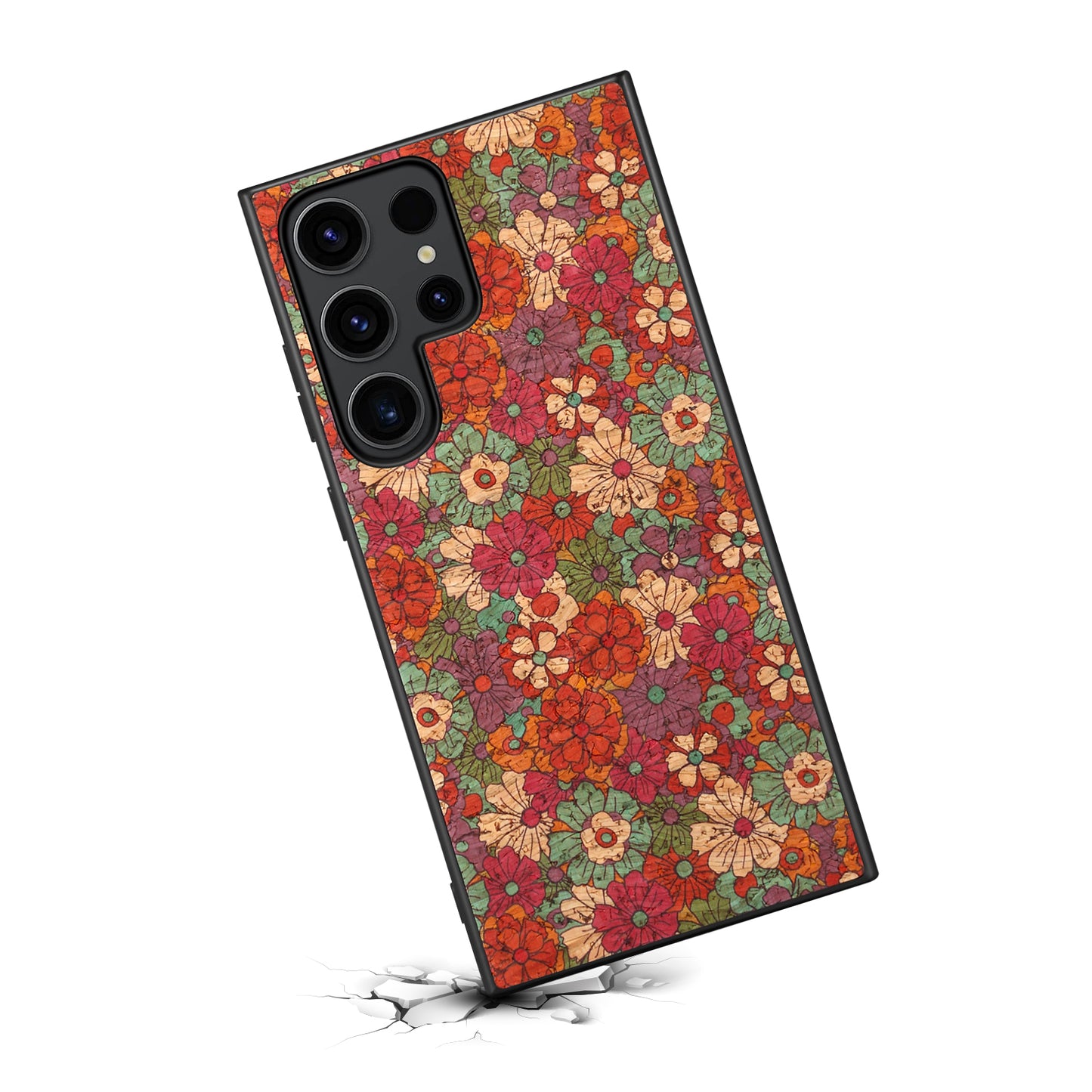 For Samsung Galaxy S24 Ultra Phone Case Floral Series Leather+PC+TPU Cover - Summer / Red