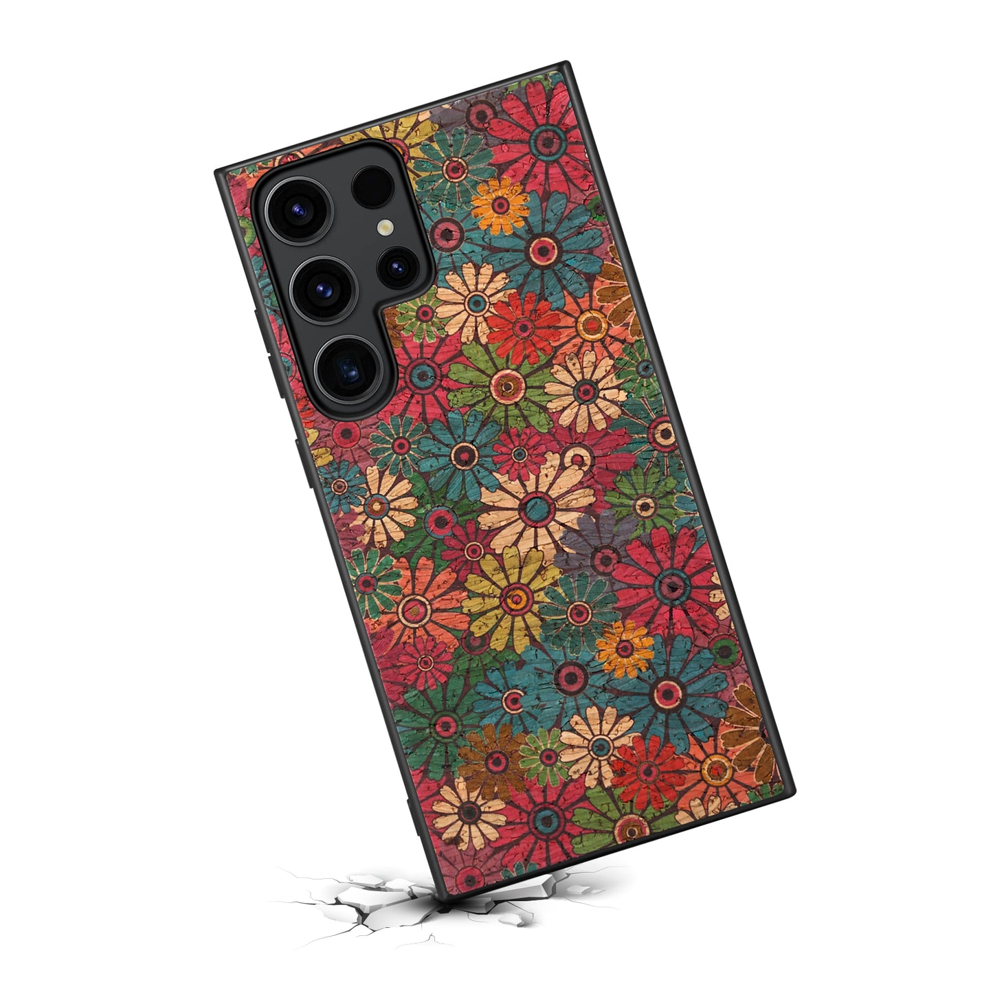 For Samsung Galaxy S24 Ultra Phone Case Floral Series Leather+PC+TPU Cover - Spring / Green
