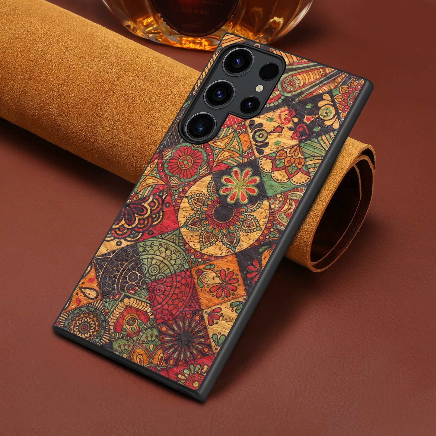 For Samsung Galaxy S24 Ultra Phone Case Floral Series Leather+PC+TPU Cover - Autumn / Yellow