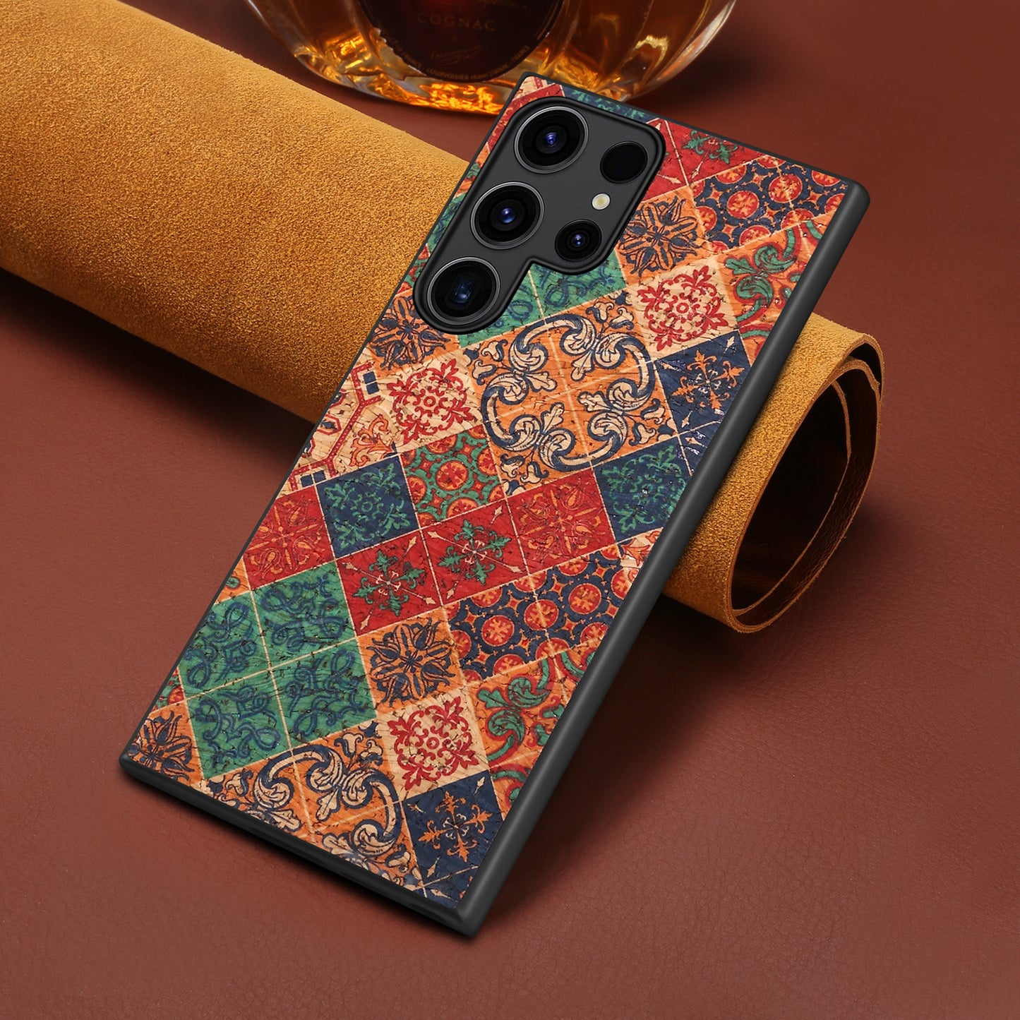 For Samsung Galaxy S24 Ultra Phone Case Floral Series Leather+PC+TPU Cover - Winter / Blue