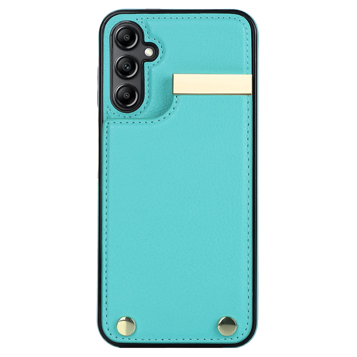 For Samsung Galaxy S24+ Cover Metal Decor TPU+PU Leather Card Holder Anti-drop Cell Phone Case - Mint Green