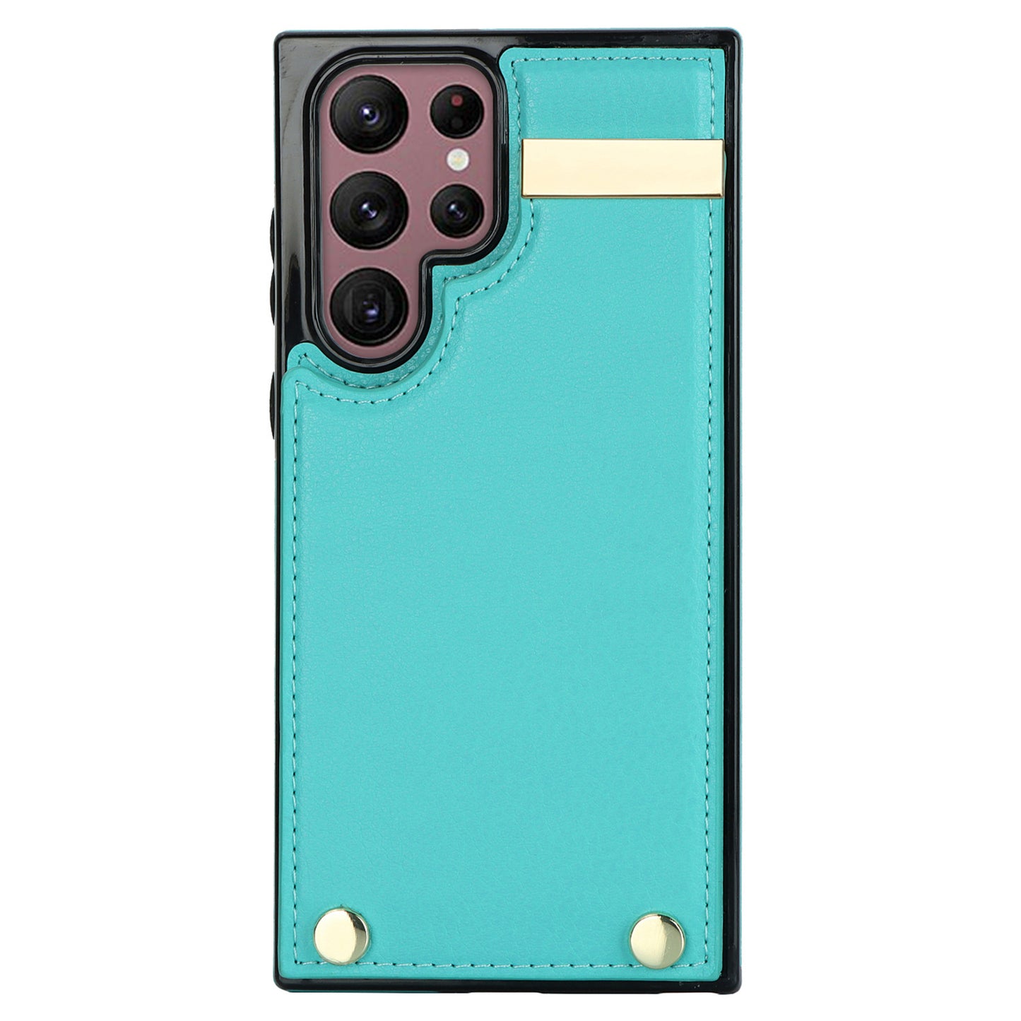 For Samsung Galaxy S24 Ultra Cover Hardware Decor TPU+PU Leather Card Bag Cell Phone Case - Mint Green