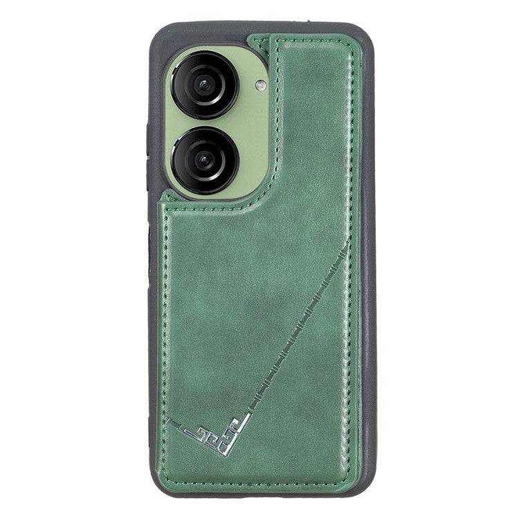 For Asus Zenfone 9 5G / Zenfone 10 5G Case PU Leather+TPU Card Holder Kickstand Phone Shell - Green