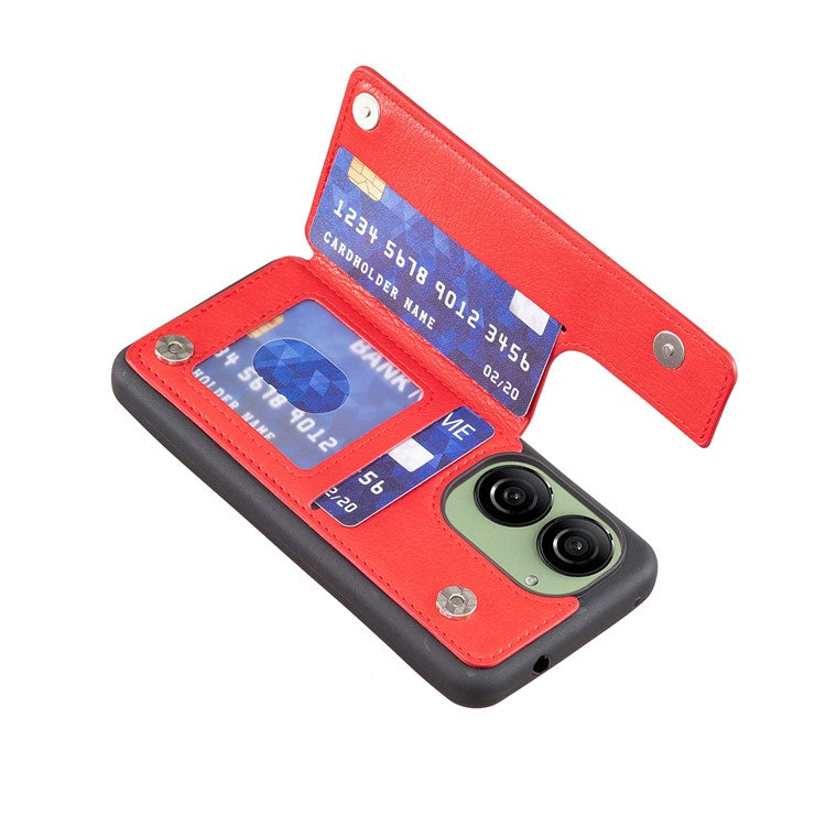 For Asus Zenfone 9 5G / Zenfone 10 5G Case PU Leather+TPU Card Holder Kickstand Phone Shell - Red