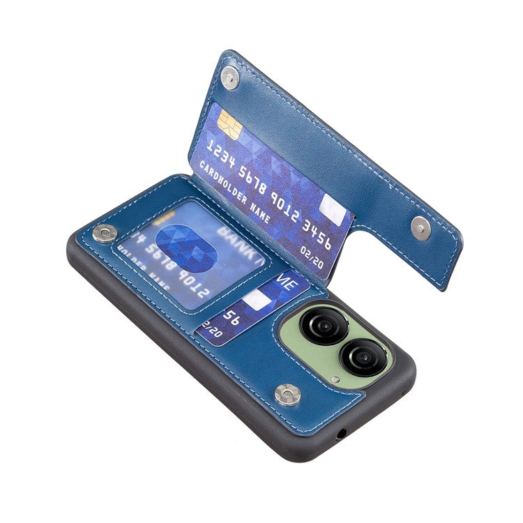 For Asus Zenfone 9 5G / Zenfone 10 5G Case PU Leather+TPU Card Holder Kickstand Phone Shell - Blue