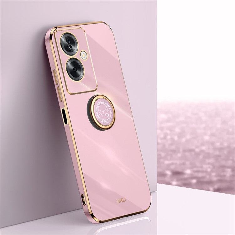 XINLI For Oppo A2 5G / A79 5G Soft TPU Case Electroplating Technology Kickstand Cover - Purple