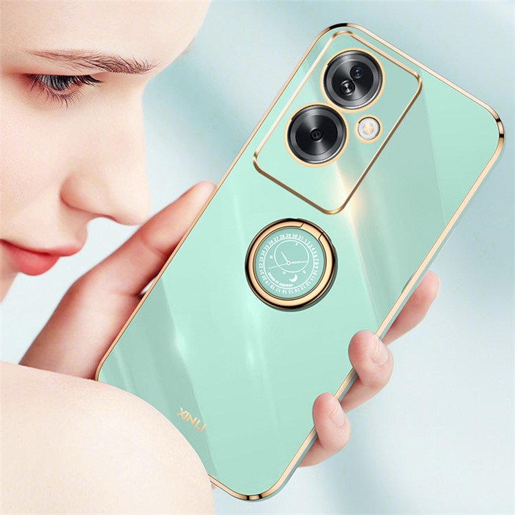XINLI For Oppo A2 5G / A79 5G Soft TPU Case Electroplating Technology Kickstand Cover - Purple