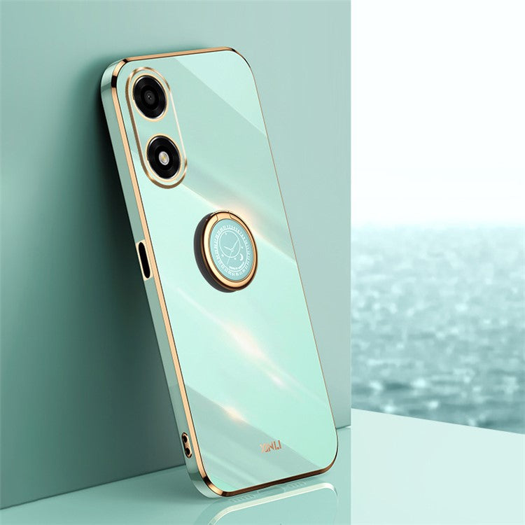 XINLI For Oppo A2x 5G Case Kickstand Ring Holder Design Phone Cover - Cyan
