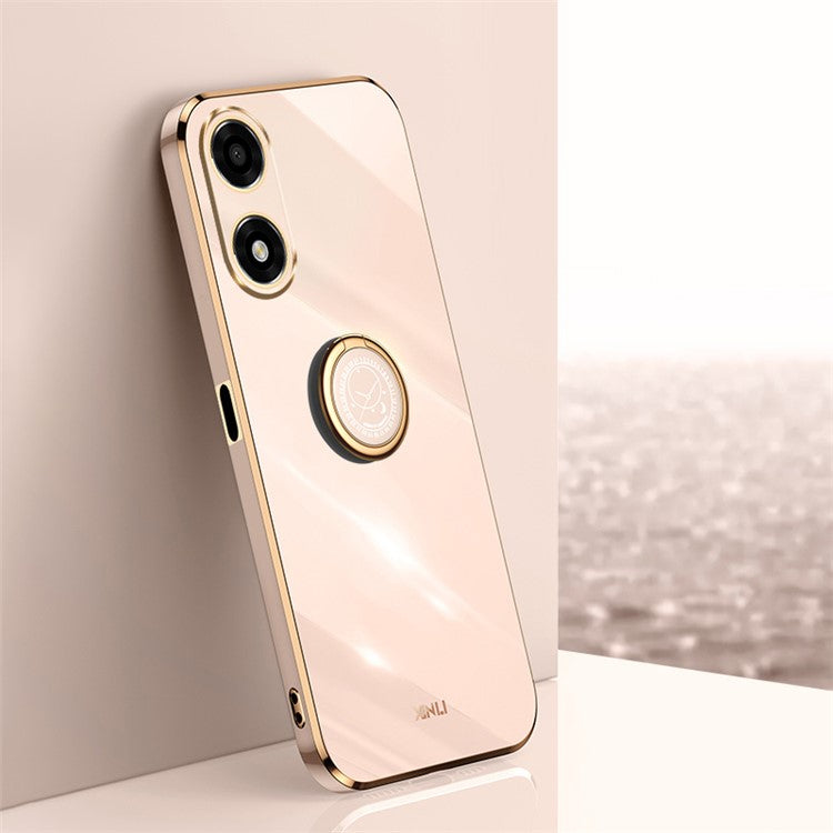 XINLI For Oppo A2x 5G Case Kickstand Ring Holder Design Phone Cover - Pink