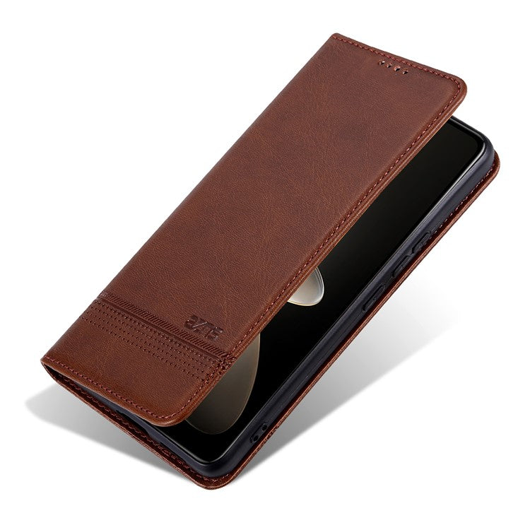 AZNS For vivo V29e (Global) 5G Magnetic Case Cowhide Texture Scratch-proof Phone Wallet Cover - Coffee
