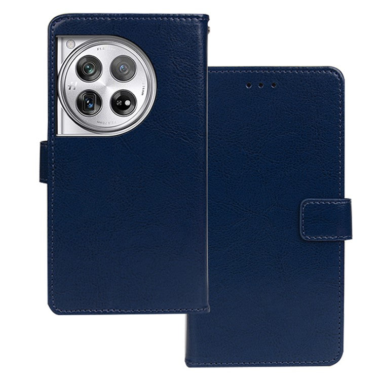 IDEWEI For OnePlus 12 5G Leather Wallet Phone Case Crazy Horse Pattern - Blue
