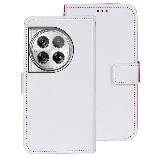 IDEWEI For OnePlus 12 5G Wallet Case Crazy Horse Pattern Folio Flip Leather Cover - White