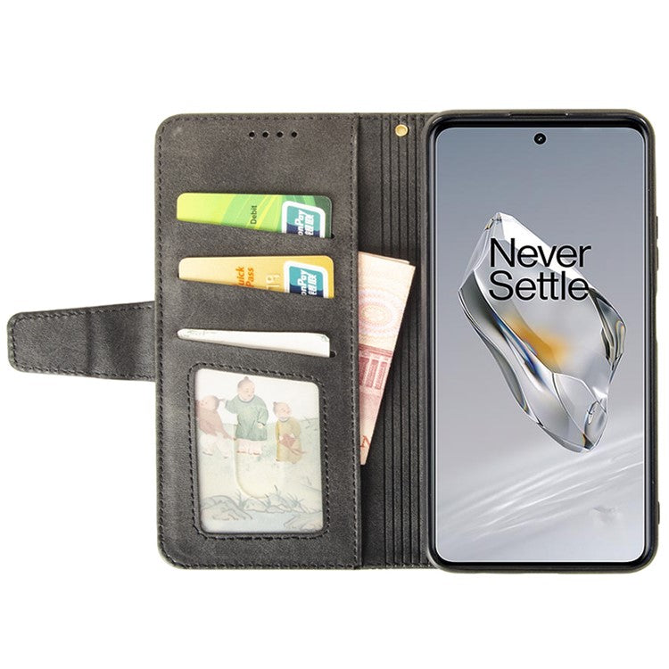 IDEWEI For OnePlus 12 5G Magnetic Case Leather Calf Texture Shockproof Wallet Phone Cover - Black