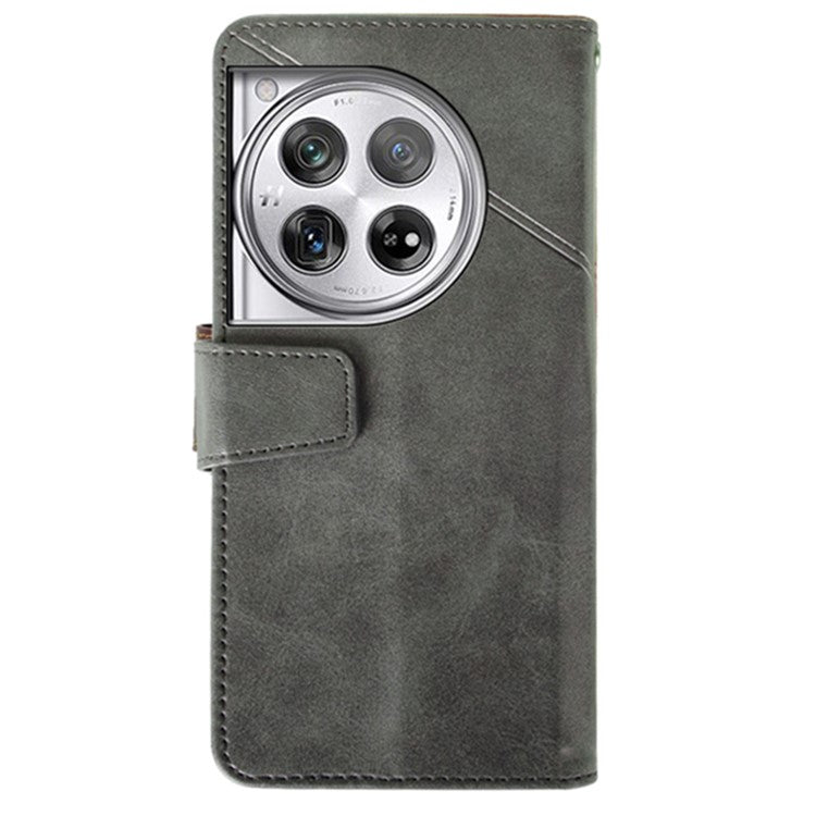 IDEWEI For OnePlus 12 5G Magnetic Case Leather Calf Texture Shockproof Wallet Phone Cover - Black