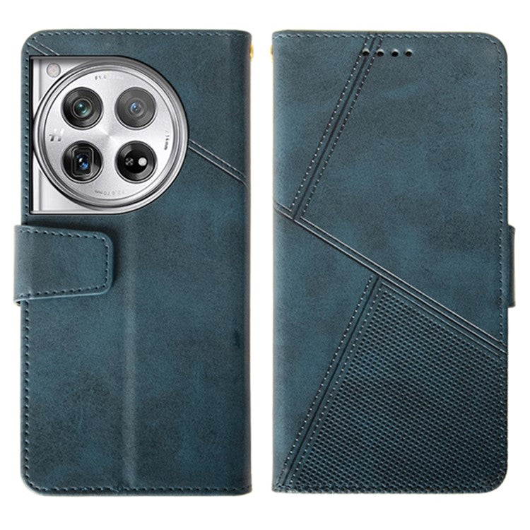 IDEWEI For OnePlus 12 5G Magnetic Case Leather Calf Texture Shockproof Wallet Phone Cover - Blue