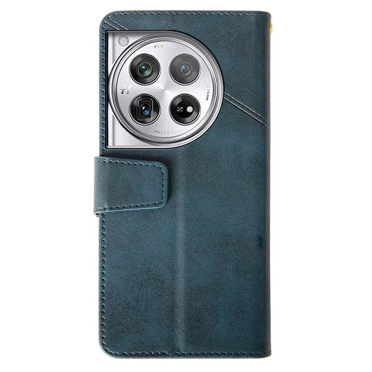 IDEWEI For OnePlus 12 5G Magnetic Case Leather Calf Texture Shockproof Wallet Phone Cover - Blue