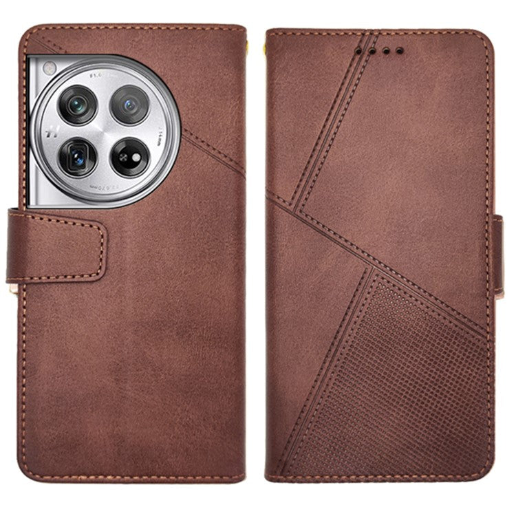 IDEWEI For OnePlus 12 5G Magnetic Case Leather Calf Texture Shockproof Wallet Phone Cover - Brown