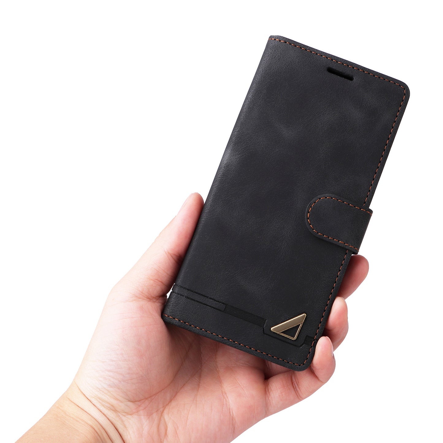 007 Series For Samsung Galaxy S24 Case Anti-Scratch PU Leather Flip Stand Phone Cover - Black
