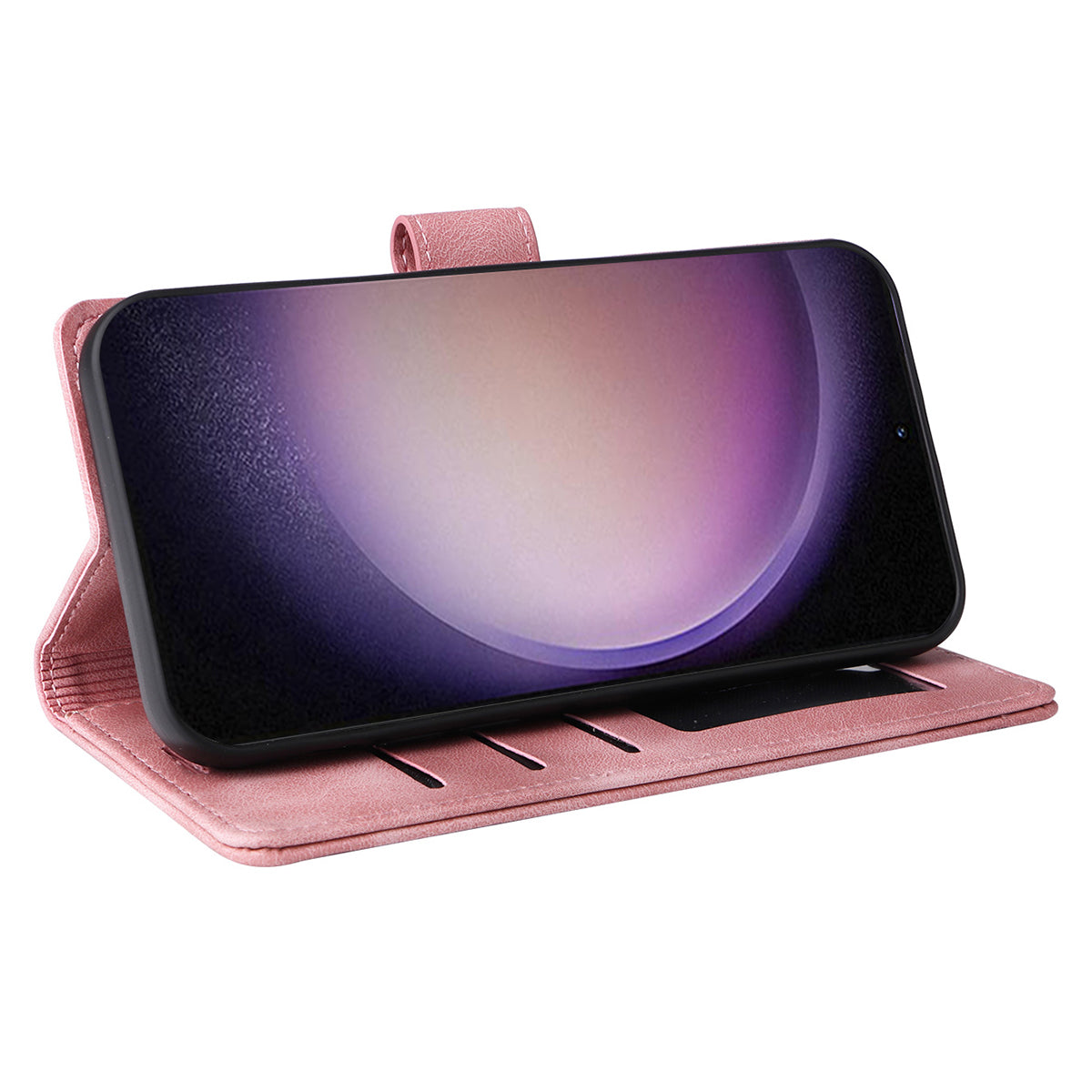 007 Series For Samsung Galaxy S24+ Case TPU+PU Leather Magnetic Skin-touch Phone Stand Cover - Pink