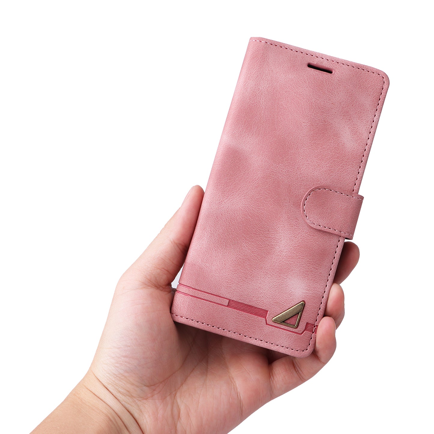 007 Series For Samsung Galaxy S24+ Case TPU+PU Leather Magnetic Skin-touch Phone Stand Cover - Pink