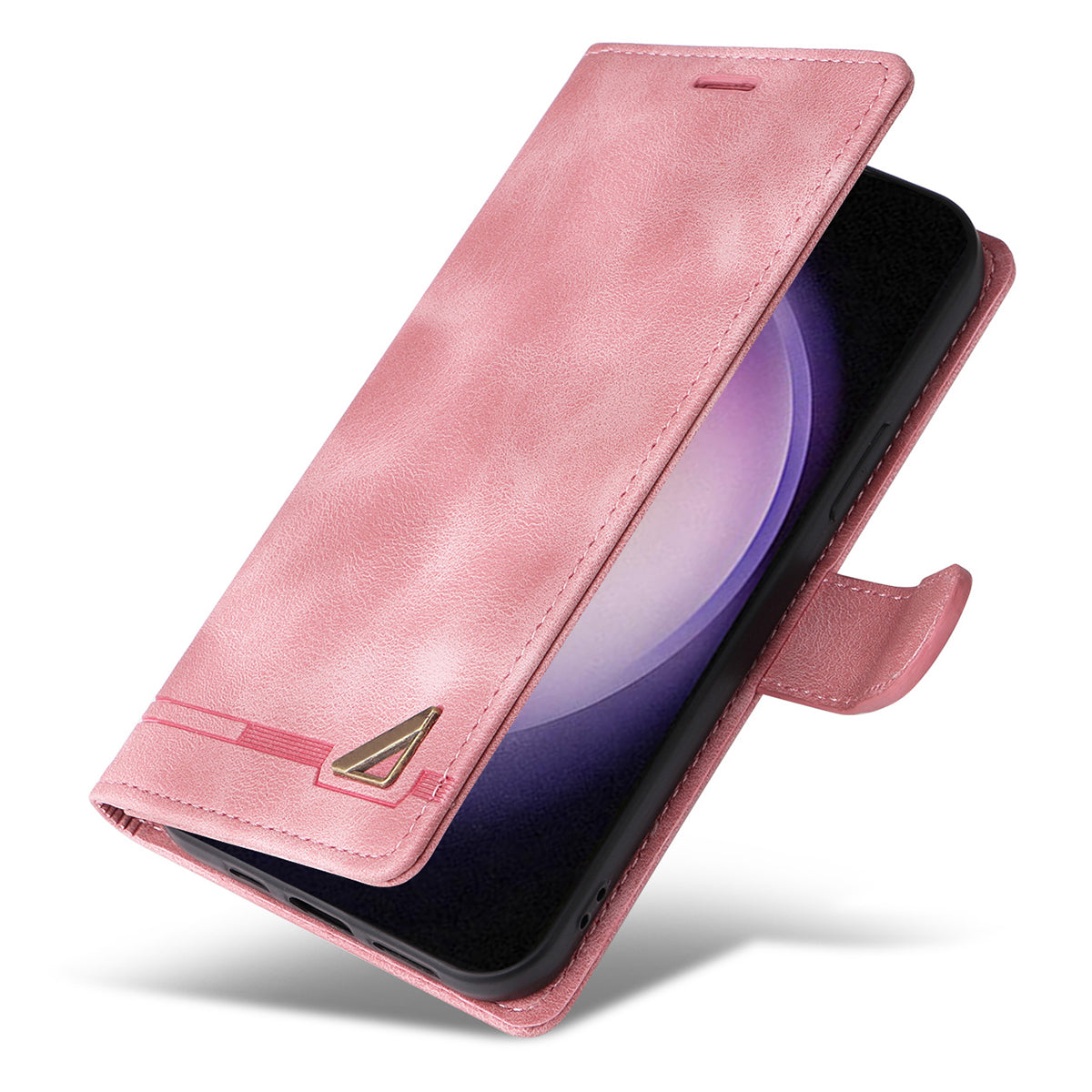 007 Series For Samsung Galaxy S24+ Case TPU+PU Leather Magnetic Skin-touch Phone Stand Cover - Pink