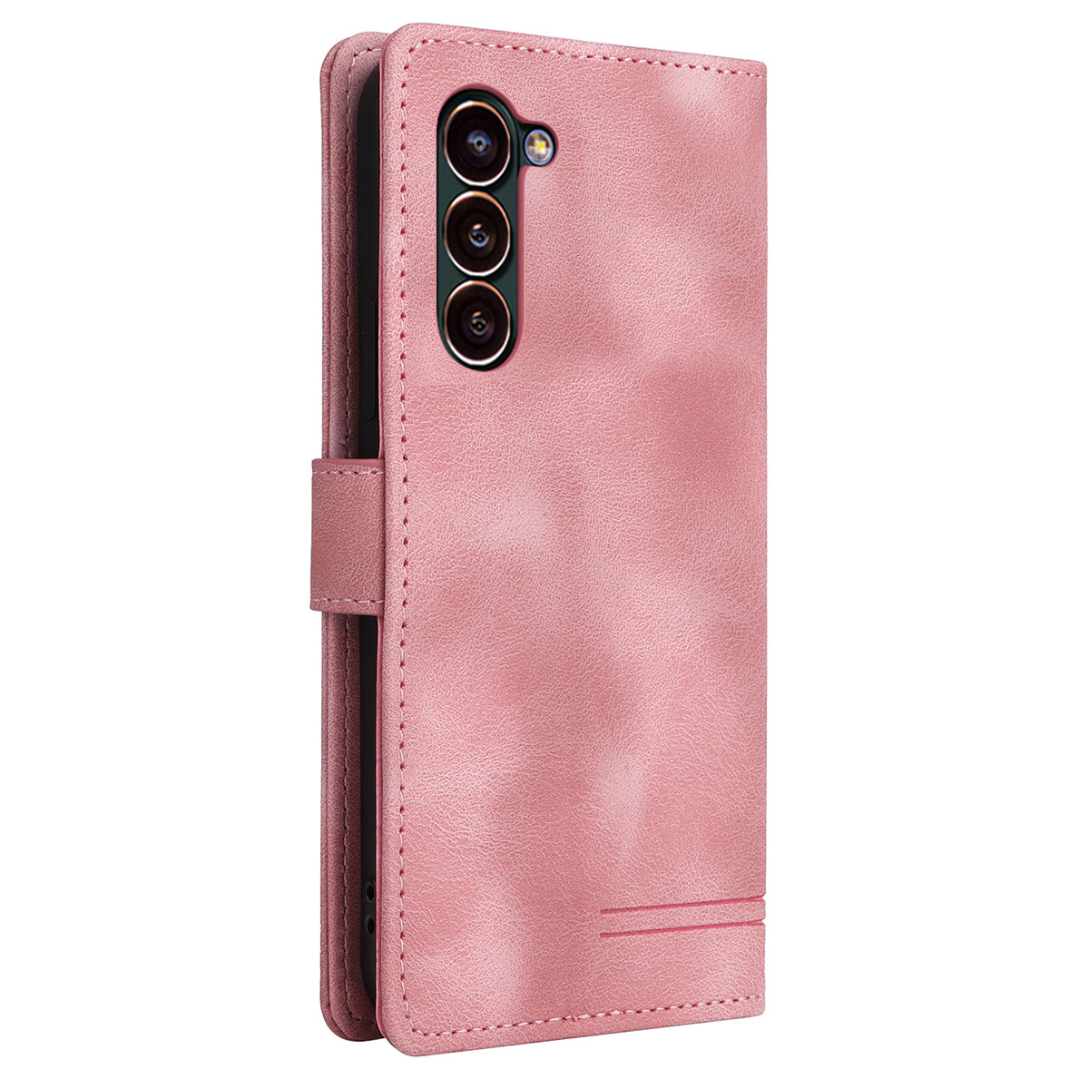 007 Series For Samsung Galaxy S24+ Case TPU+PU Leather Magnetic Skin-touch Phone Stand Cover - Pink
