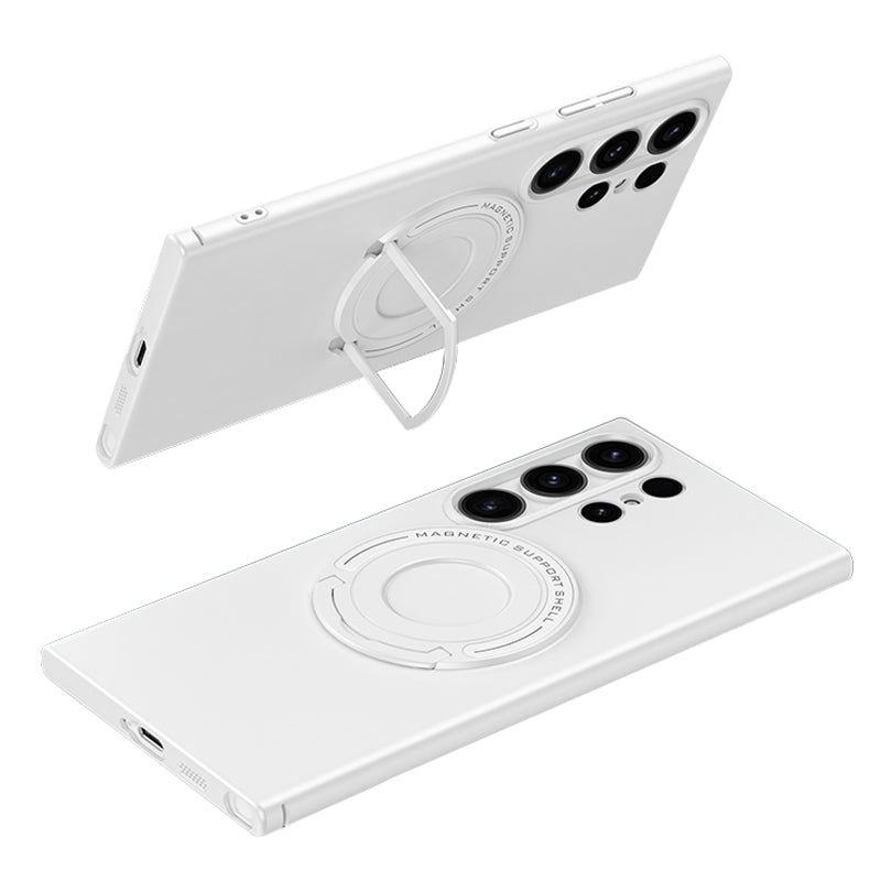 For Samsung Galaxy S24 Ultra Case Kickstand Phone Cover Compatible with MagSafe - White