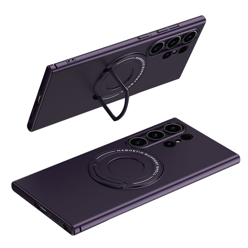 For Samsung Galaxy S24 Ultra Case Kickstand Phone Cover Compatible with MagSafe - Dark Purple