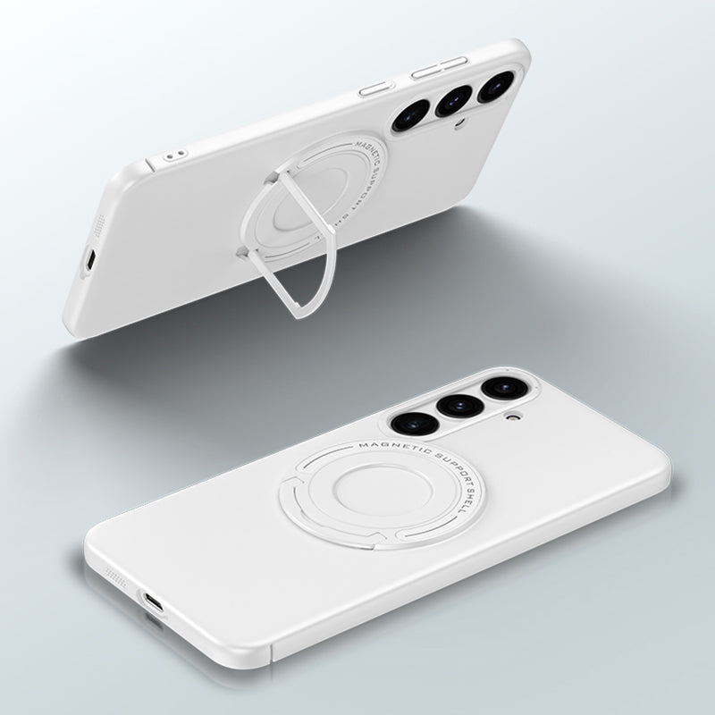 For Samsung Galaxy S24+ Magnetic Kickstand Case Compatible with MagSafe Drop Protection - White