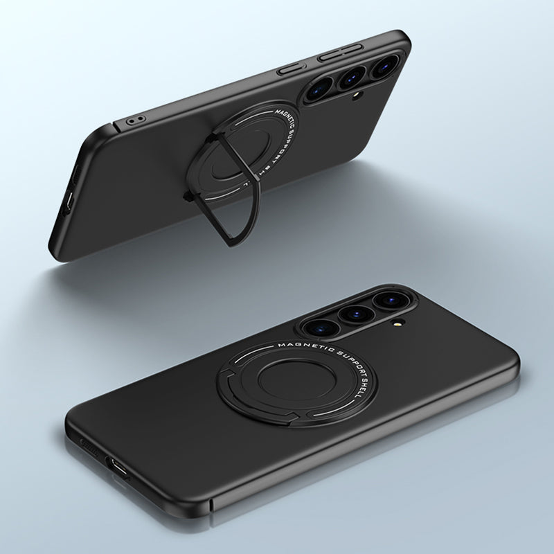 For Samsung Galaxy S24 Magnetic Phone Case Shock Armor Kickstand Cover - Black