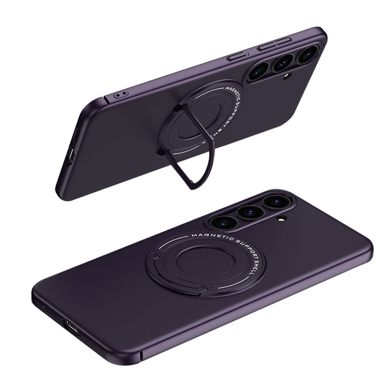 For Samsung Galaxy S24 Magnetic Phone Case Shock Armor Kickstand Cover - Dark Purple