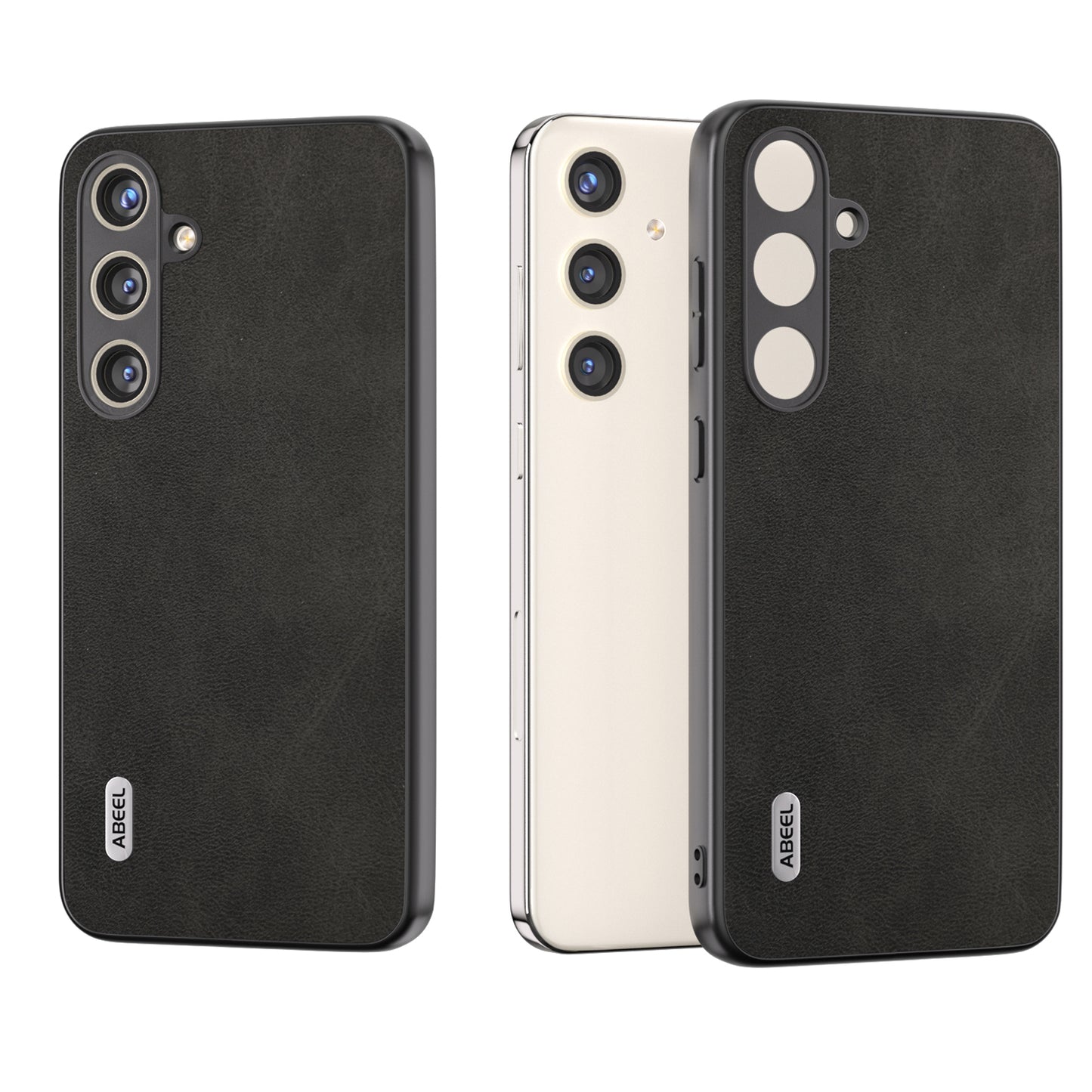 ABEEL For Samsung Galaxy S24 Case Drop-resistant PU Leather + Hard PC Phone Protective Cover - Black