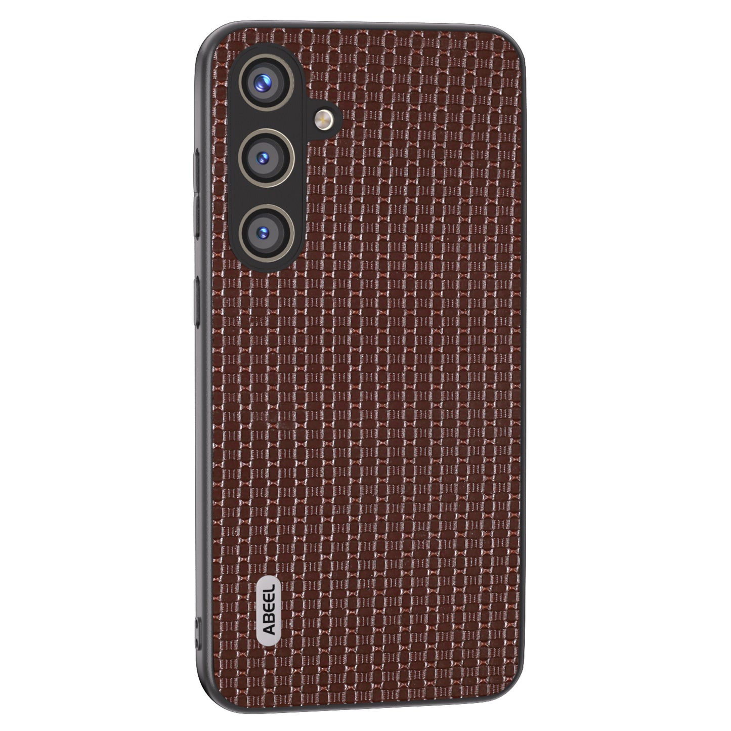 ABEEL For Samsung Galaxy S24+ Case Genuine Cow Leather Skin Phone Cover Anti-slip - Coffee