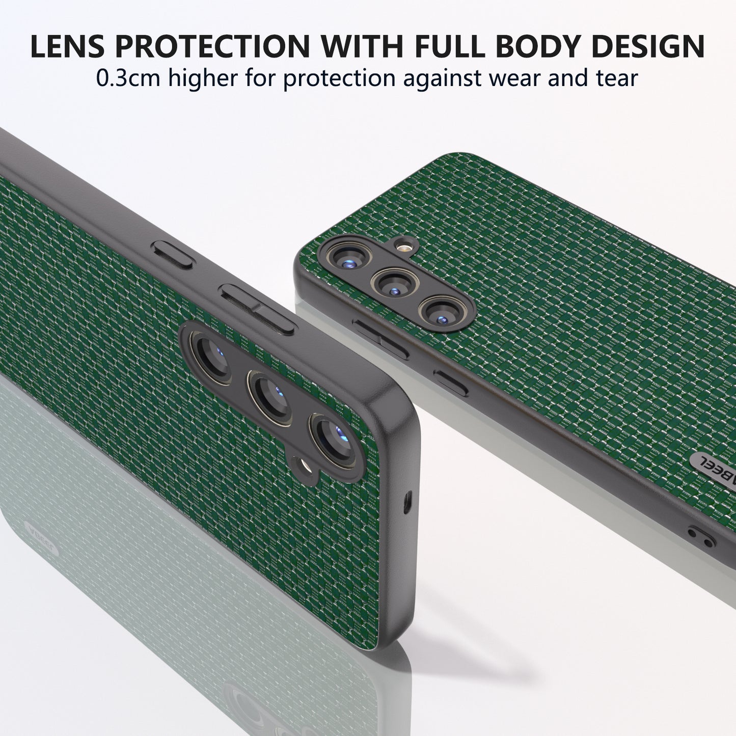 ABEEL For Samsung Galaxy S24 Phone Case Protective Shock Absorption Genuine Cow Leather Cover - Green