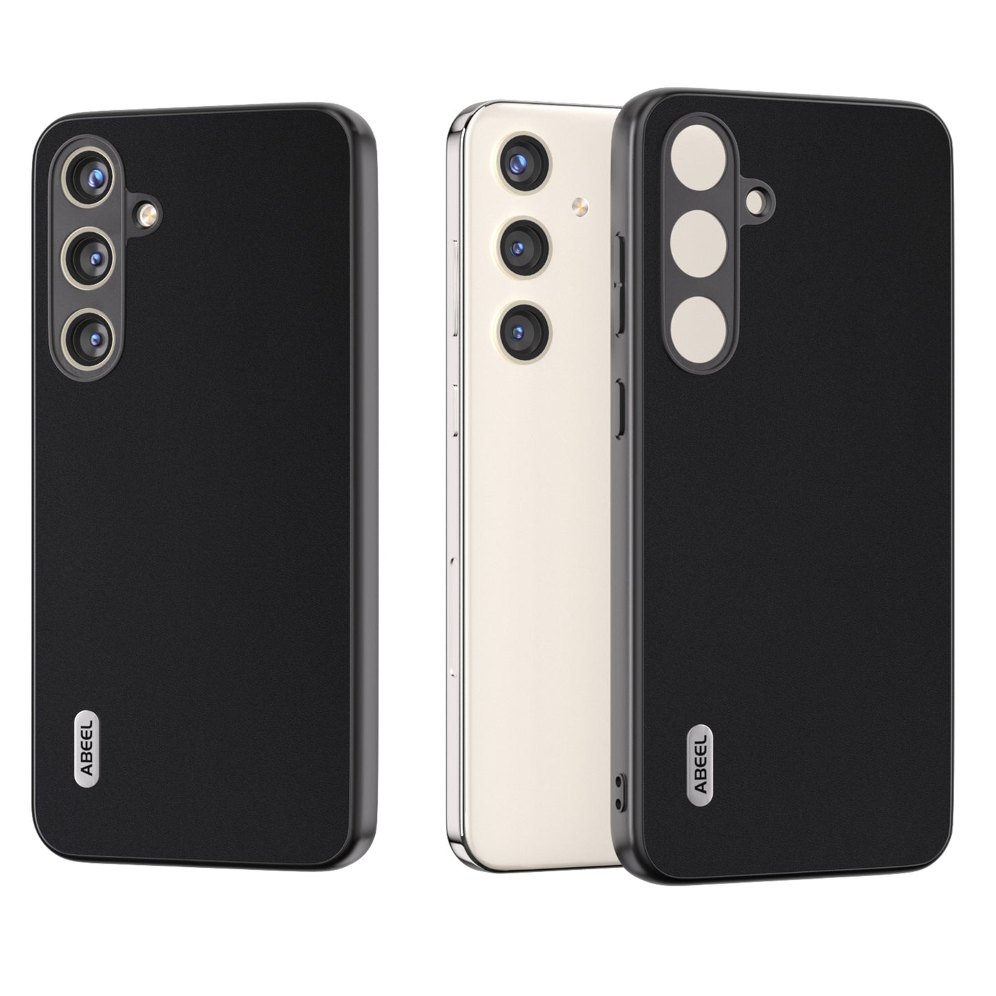 ABEEL For Samsung Galaxy S24 Silky Smooth Genuine Cow Leather Case - Black