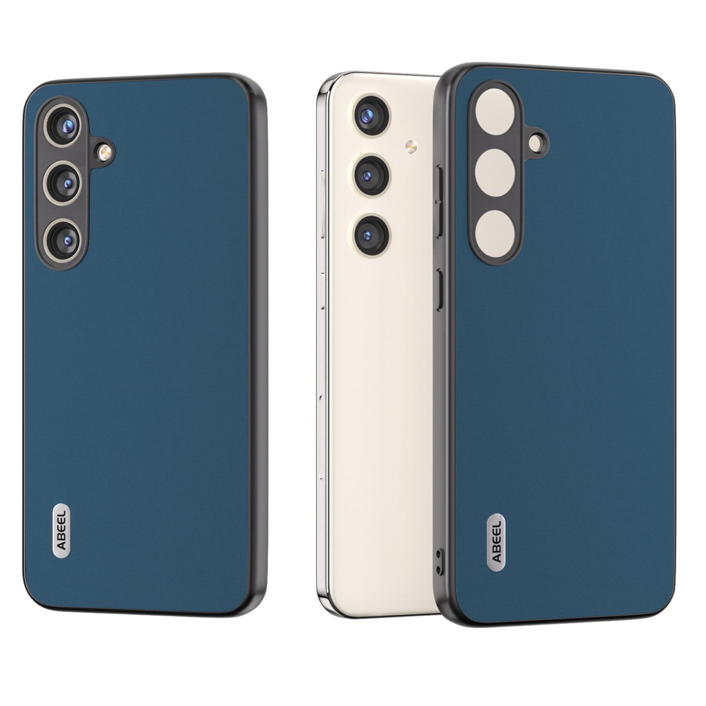 ABEEL For Samsung Galaxy S24+ Phone Case Silky Genuine Cow Leather Skin Shell - Blue